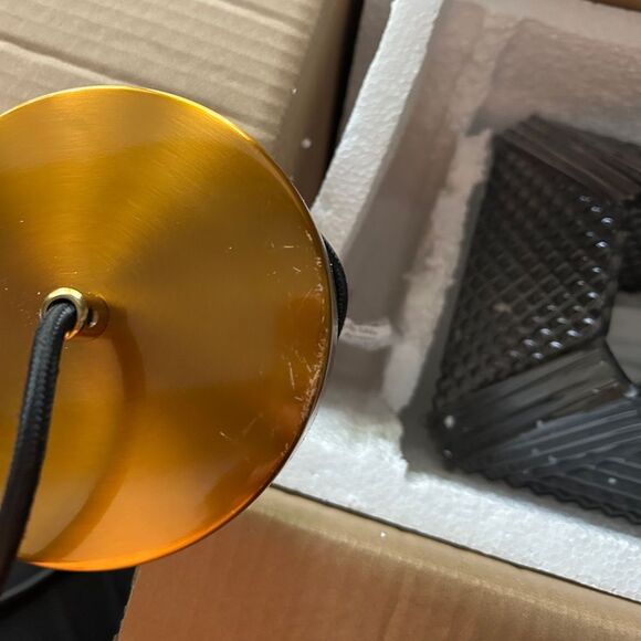 Modern Glass Hanging Pendant Light : Vintage Grey and Gold NWT - Picture 10 of 13